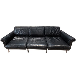 Ateljee Black Leather Sofa 1960S By...