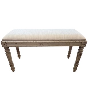 French Upholstered Bench, Cream Lin...