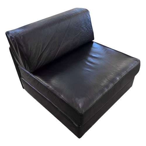 Single Modular Black Leather Lounge Chair (Smaller), Attributed To De Sede