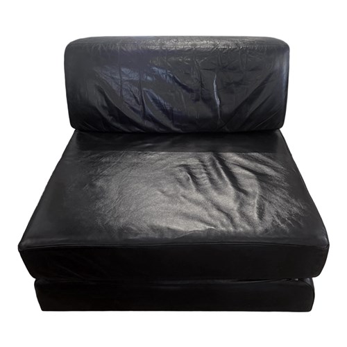 Single Modular Black Leather Lounge Chair (Larger), Attributed To De Sede