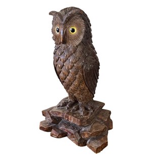 Swiss Black Forest Carved Owl With ...