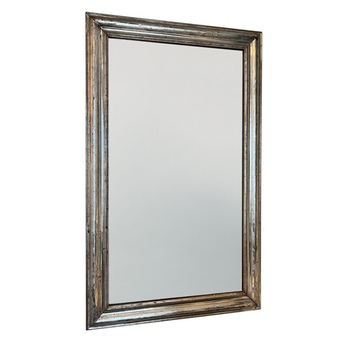 French 1920S Silver Leaf Mirror With Etched Frame