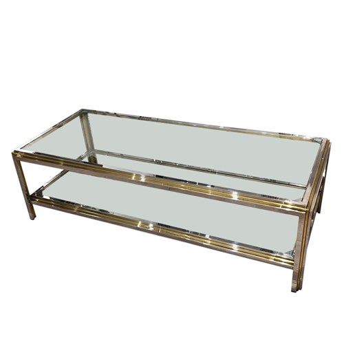 Chrome And Brass Coffee Table