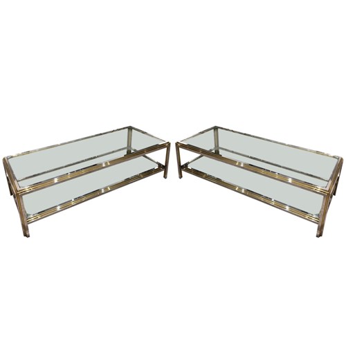 Pair Of Chrome And Brass Coffee Tables (Can Be Sold Separately)