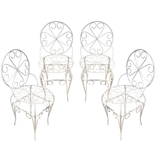 Set Of 4 French 1950S Decorative Garden Chairs (5 Available)