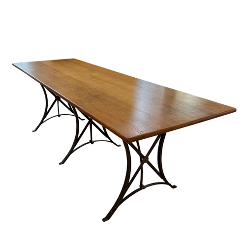 Early 20Th Century French Metal And Oak Dining Table