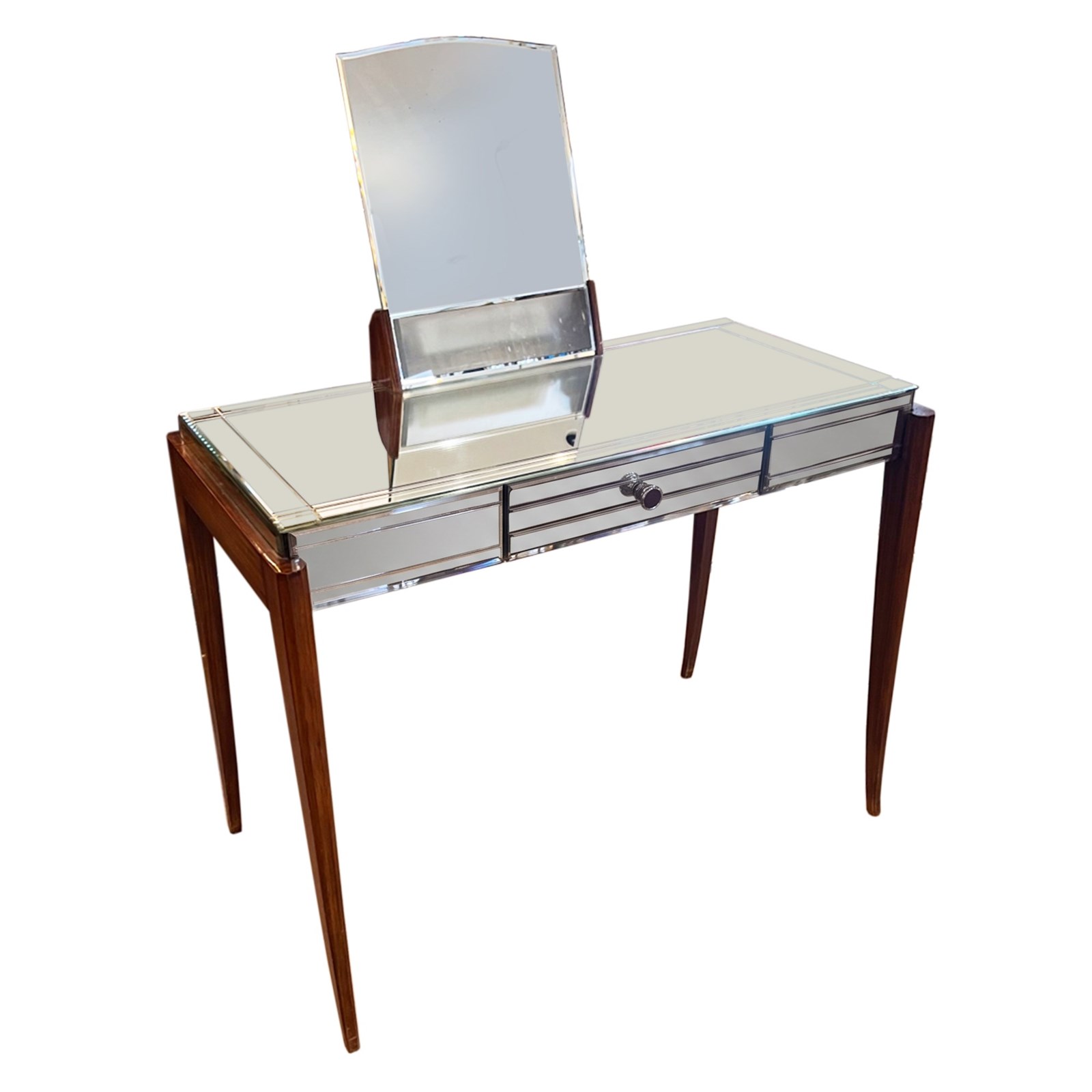 Midcentury French Mirrored Dressing Table - Decorative Collective
