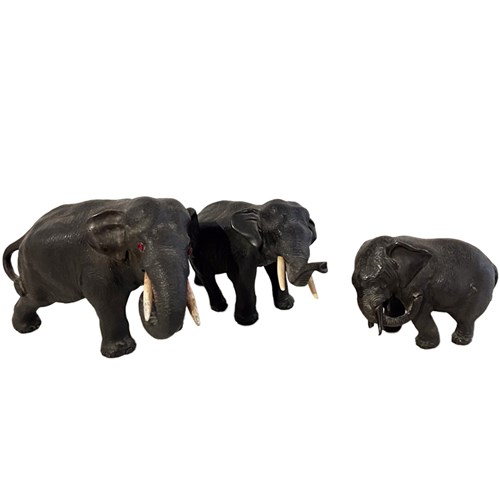 Set Of 3 Bronze Elephants, Japanese Meiji Era