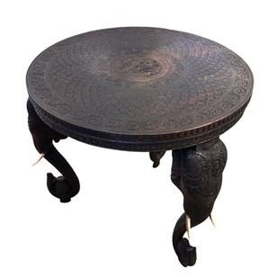 Anglo Indian Carved Wood Elephant T...