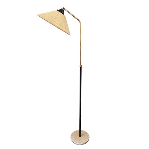 Italian 1950S Floor Lamp, Brass With A Travertine Base