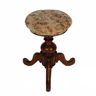 Walnut Stool With Upholstered Seat