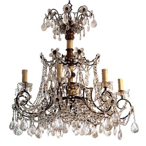 Large Decorative "Genoese" 1950S Chandelier With Eight Arms