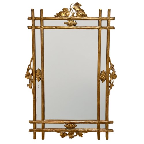 French 19Th Century Giltwood Mirror With Vines And Grapes