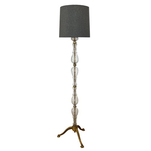 French 1960S Floor Lamp With A Glass Column