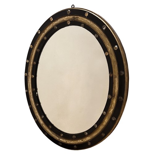 Classic Irish Oval Mirror With Clear Glass Detail And Gold Edge