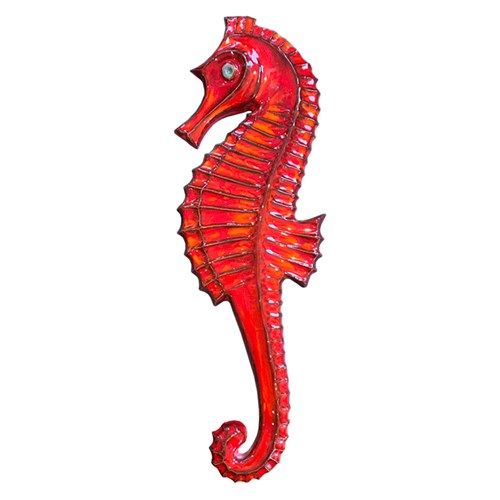 Two Large Ceramic Seahorses, Made And Signed In The 1960S