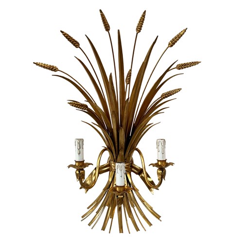 Large Italian 1970S Wheatsheaf Wall Sconce