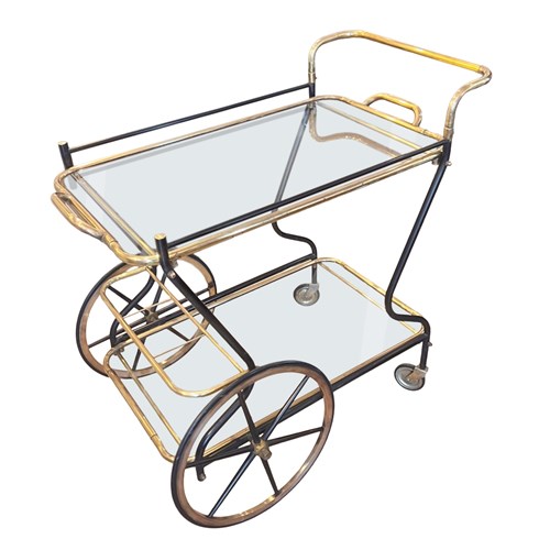 Italian Midcentury Bar Cart With Lifting Top Tray