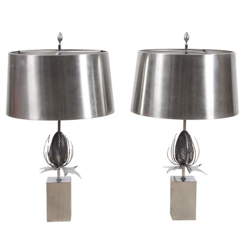 Pair Of 1970S Maison Charles Thistle Table Lamps