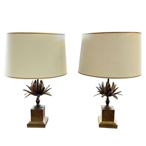 Pair Of Maison Charles Style Agave Table Lamp