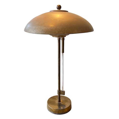 Midcentury Mutual Sunset Lamp Company Table Lamp With Lucite Pull On/Off Switch