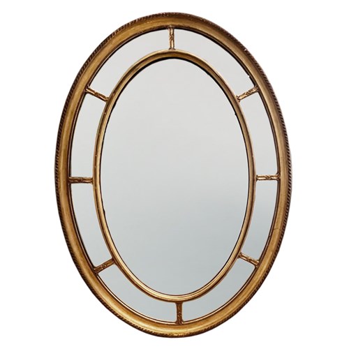 Large French Late 19Th Century Giltwood Oval Margin Mirror