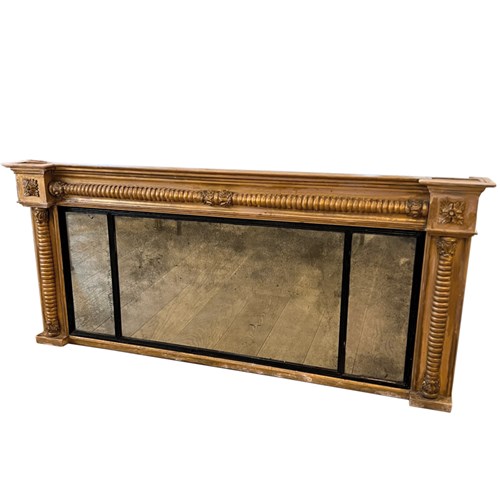 English 19Th Century Over Mantle Mirror With Original Glass