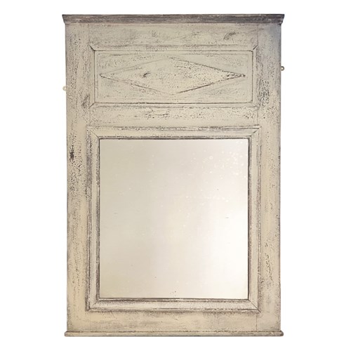 French 19Th Century Painted Mirror With Original Plate
