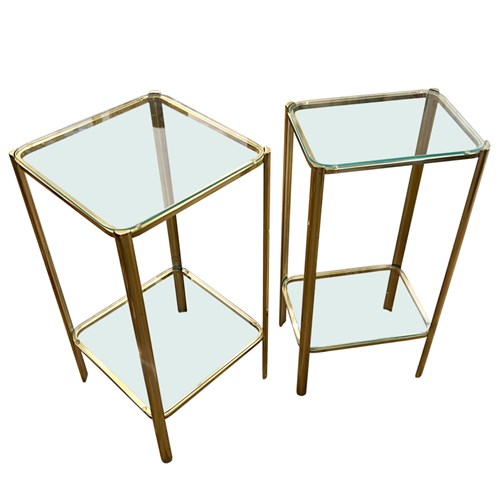 Near Pair Of Two Tier Side Tables By Jacques Lepelletier
