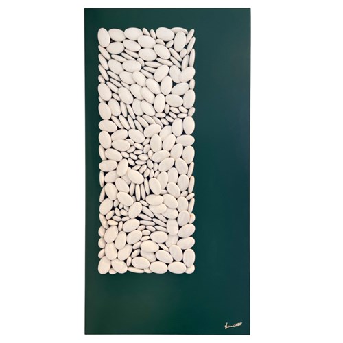 French 1960S, Large Picture, Board And Pebbles, Signed In Relief