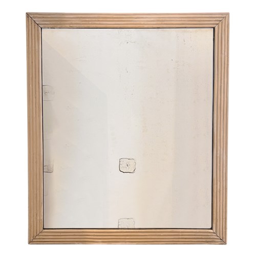 French Early 19Th Century Large Mirror, Reeded Frame & Original Mercury Glass