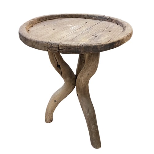 Rustic Side Table With Driftwood Legs