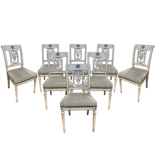 Set Of 8 French Directoire Style Dining Chairs