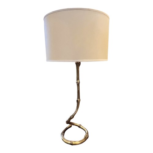 Single French 1960S Faux Bamboo Brass Table Lamp