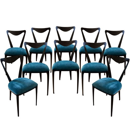 Set Of 10 Upholstered Metal 'Tiffany' Tom Faulkner Dining Chairs