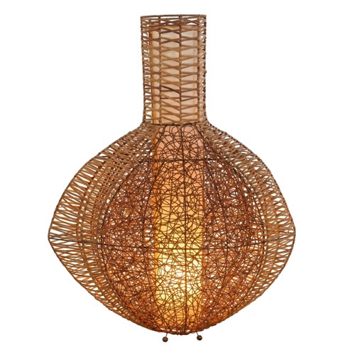 Italian 1970S Large Wicker Floor Lamp