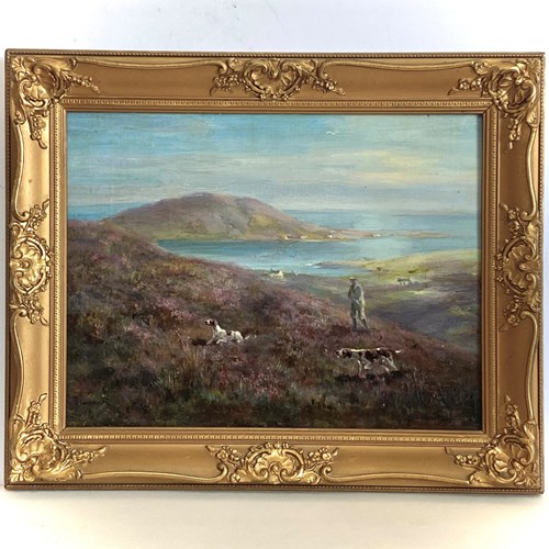 John Charles Tunnard (B.1875) Hunter And Dogs. Oil On Canvas