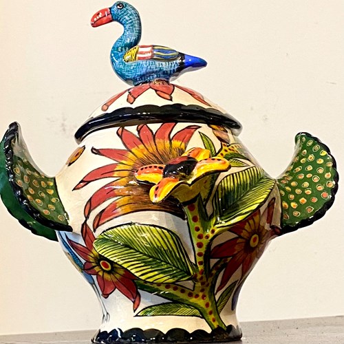 Ardmore, South Africa - Ornate "Bird" Pot & Lid