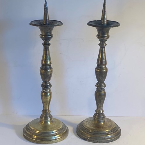 Pair Of Bronze Church Candlesticks