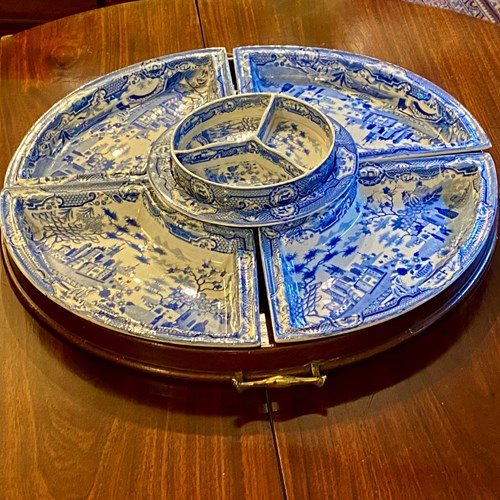 Early Spode Gothic Castle Supper Set, Ca 1800