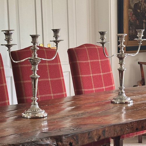 Pair Regency Silver & Silver Plate Candelabra, 1816.