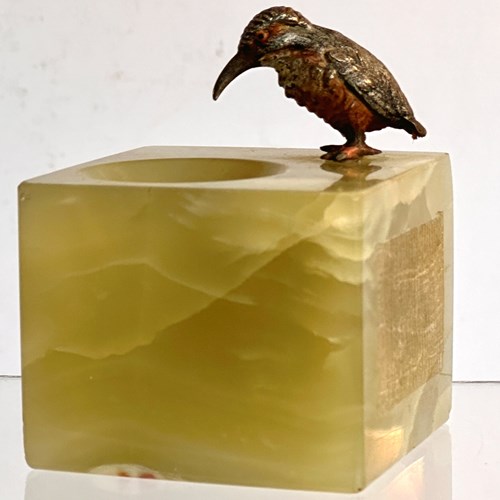 Austrian Onyx Match Strike With Bronze Kingfisher