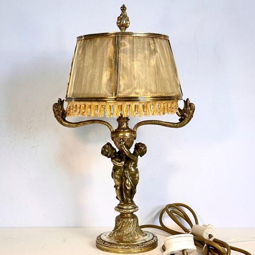 Italian Table Lamp In Gilt Brass And Bronze
