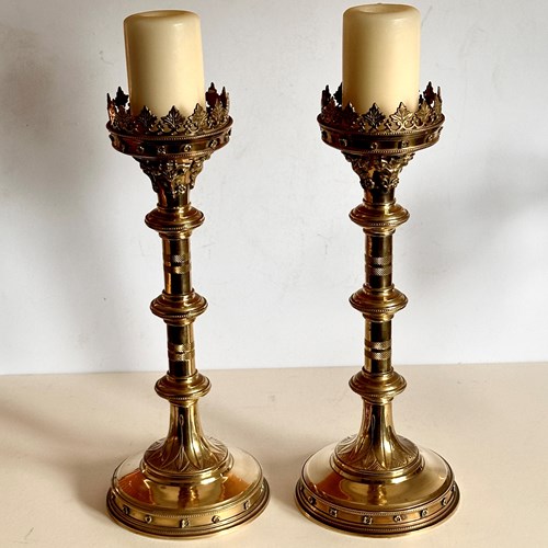 Pair Of Ecclesiastical Brass  Candlesticks