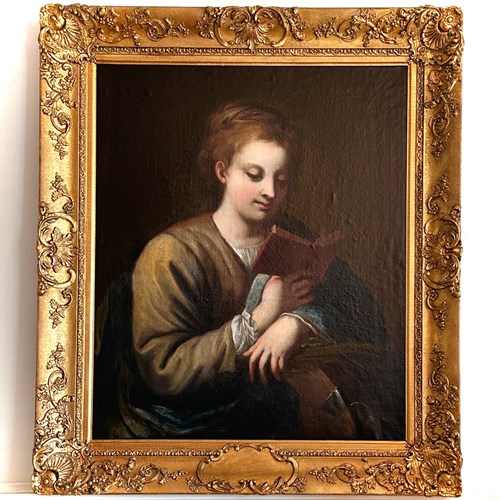 18Th C Italian Oil On Canvas, St Catherine Reading