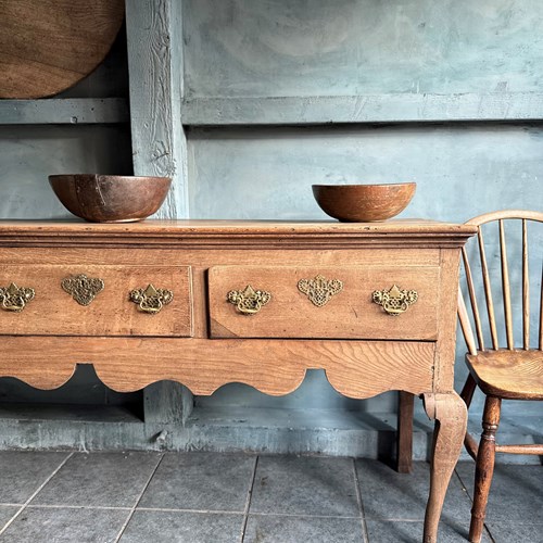 18 Th C High Oak And Elm Open Dresser 