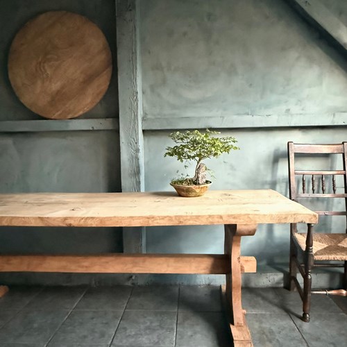 Estate Made Oak Slab Table 