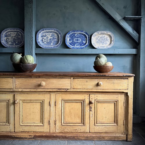 A Mighty Country House Dresser In Original Paint.