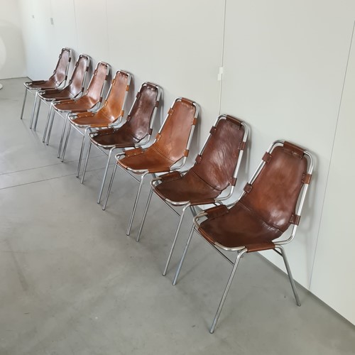 Set Of Eight Charlotte Perriand Leather Chairs