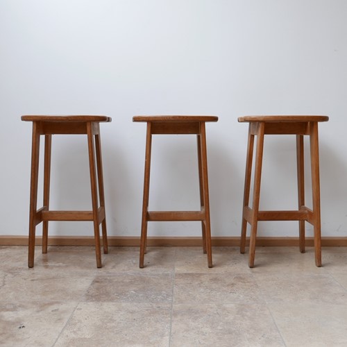 Guillerme et Chambron Oak Mid-Century Bar Stools